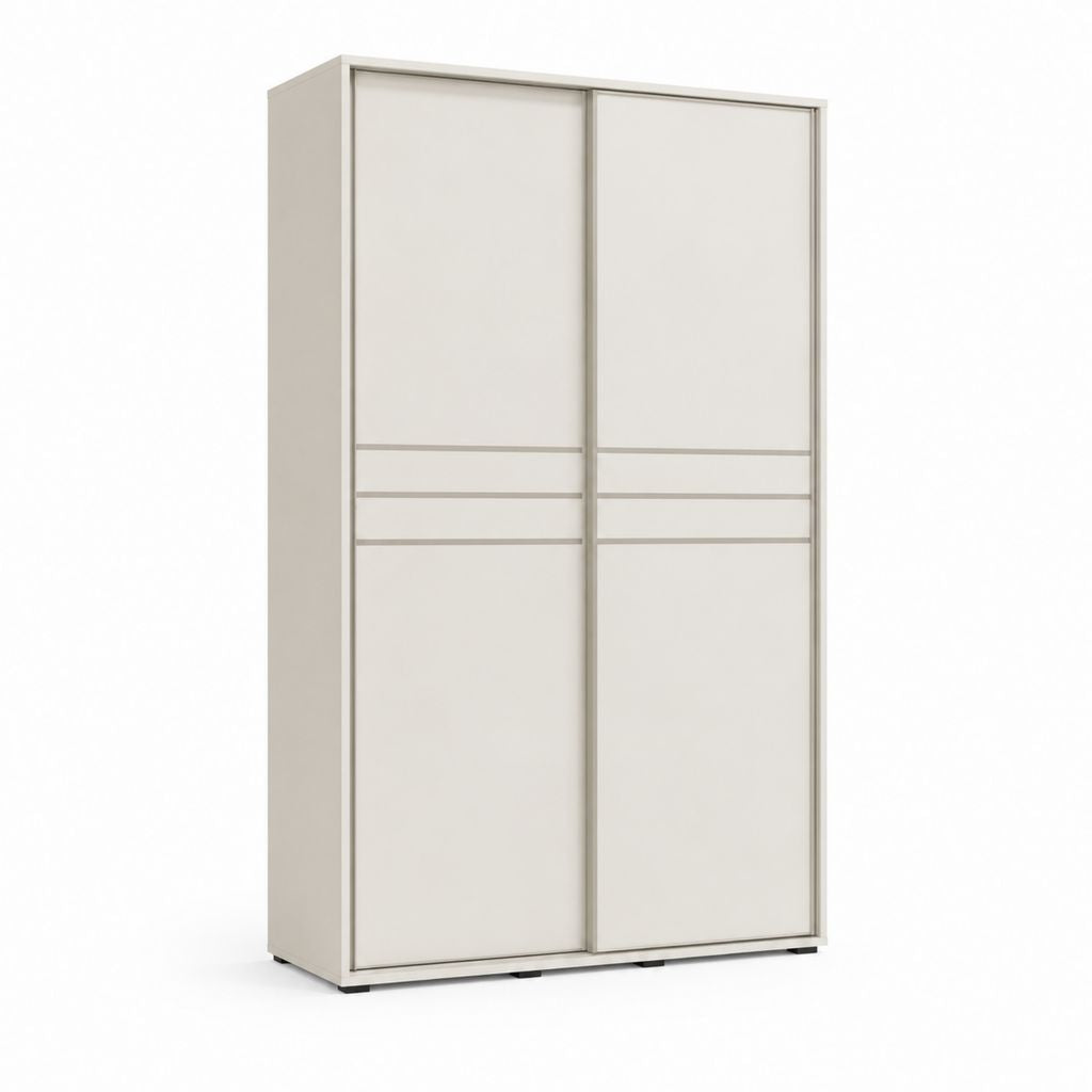 Armoire à portes coulissantes blanc cassé en panneaux de particules mélaminés 180 x 60 x 200 cm