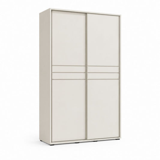 Armoire à portes coulissantes blanc cassé en panneaux de particules mélaminés 180 x 60 x 200 cm